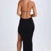 Solaria Cut-Out-Maxikleid mit Neckholder in Schwarz