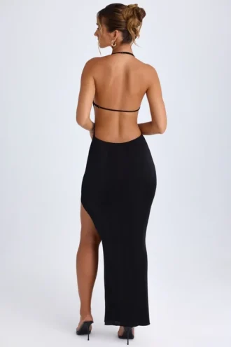 Solaria Cut-Out-Maxikleid mit Neckholder in Schwarz