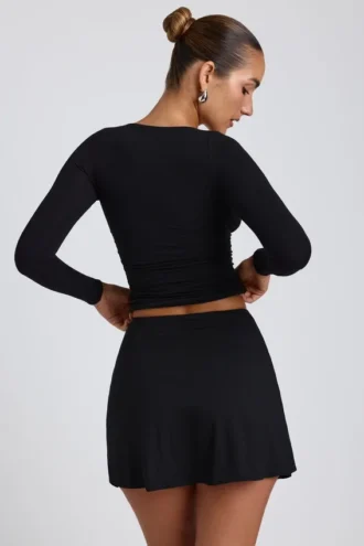 Solene Modal A-Linien-Mini-Skort in Schwarz