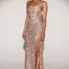 Solenna – Verziertes, trägerloses Bandeau-Kleid in Roségold Solenna – Verziertes, trägerloses Bandeau-Kleid in Roségold