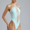 Sommer-Bodys mit Schnürung und Neckholder in Eisblau Sommer-Bodys mit Schnürung und Neckholder in Eisblau