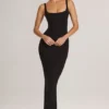 Soreia Modal-Maxikleid mit quadratischem Ausschnitt in Schwarz