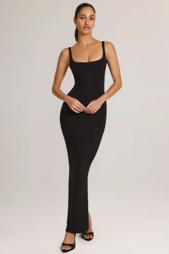 Soreia Modal-Maxikleid mit quadratischem Ausschnitt in Schwarz