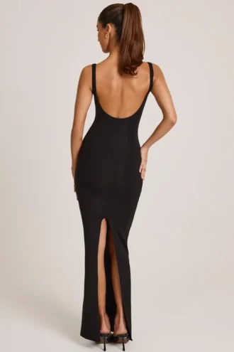 Soreia Modal-Maxikleid mit quadratischem Ausschnitt in Schwarz