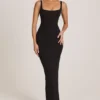 Soreia Modal-Maxikleid mit quadratischem Ausschnitt in Schwarz