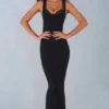 Sorelle Modal-Midaxi-Kleid mit Spitzenbesatz in Schwarz