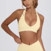 Sport-BH aus gebürstetem Jersey mit V-Ausschnitt in Lemon Marl Sport-BH aus gebürstetem Jersey mit V-Ausschnitt in Lemon Marl