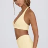 Sport-BH aus gebürstetem Jersey mit V-Ausschnitt in Lemon Marl Sport-BH aus gebürstetem Jersey mit V-Ausschnitt in Lemon Marl