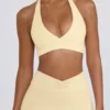 Sport-BH aus gebürstetem Jersey mit V-Ausschnitt in Lemon Marl Sport-BH aus gebürstetem Jersey mit V-Ausschnitt in Lemon Marl