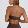 Sport-BH aus gebürstetem Jersey mit V-Ausschnitt in Pecan-Melange Sport-BH aus gebürstetem Jersey mit V-Ausschnitt in Pecan-Melange
