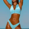 Sporty Swim Bademode-Oberteil mit Reißverschluss in Türkis Sporty Swim Bademode-Oberteil mit Reißverschluss in Türkis