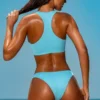Sporty Swim Bademode-Oberteil mit Reißverschluss in Türkis Sporty Swim Bademode-Oberteil mit Reißverschluss in Türkis