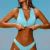 Sporty Swim Bademode-Oberteil mit Reißverschluss in Türkis Sporty Swim Bademode-Oberteil mit Reißverschluss in Türkis