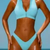 Sporty Swim Bademode-Oberteil mit Reißverschluss in Türkis Sporty Swim Bademode-Oberteil mit Reißverschluss in Türkis