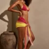 Spritz Mini-Sarong mit Bindeband vorne in Gelb Multi Spritz Mini-Sarong mit Bindeband vorne in Gelb Multi