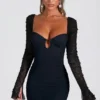 St Germain verziertes Langarm-Minikleid in Schwarz St Germain verziertes Langarm-Minikleid in Schwarz