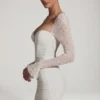 St Germain verziertes langärmeliges Minikleid in Weiß St Germain verziertes langärmeliges Minikleid in Weiß