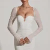 St Germain verziertes langärmeliges Minikleid in Weiß St Germain verziertes langärmeliges Minikleid in Weiß