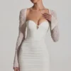 St Germain verziertes langärmeliges Minikleid in Weiß St Germain verziertes langärmeliges Minikleid in Weiß