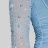 St Germain verziertes Minikleid mit langen Ärmeln in Blau