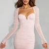 St Germain verziertes Minikleid mit langen Ärmeln in Blush