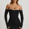 Stasia Modal-Minikleid mit schulterfreiem Ausschnitt und A-Linien-Schnitt in Schwarz Stasia Modal-Minikleid mit schulterfreiem Ausschnitt und A-Linien-Schnitt in Schwarz