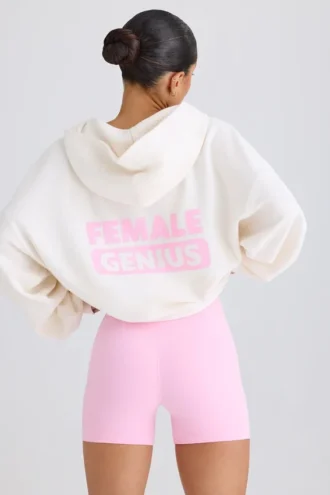 Strukturierter Baumwolljersey-Hoodie mit Grafikprint in Weiß