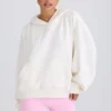Strukturierter Baumwolljersey-Hoodie mit Grafikprint in Weiß Strukturierter Baumwolljersey-Hoodie mit Grafikprint in Weiß