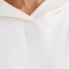 Strukturierter Baumwolljersey-Hoodie mit Grafikprint in Weiß Strukturierter Baumwolljersey-Hoodie mit Grafikprint in Weiß