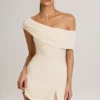 Suhana Modal Asymmetrisches A-Linien-Minikleid in Elfenbein
