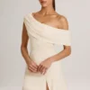 Suhana Modal Asymmetrisches A-Linien-Minikleid in Elfenbein