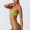 Sunray Cheeky-Bikinihose mit verzierten breiten Trägern in Birnengrün Sunray Cheeky-Bikinihose mit verzierten breiten Trägern in Birnengrün