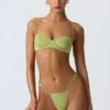 Sunray Cheeky-Bikinihose mit verzierten breiten Trägern in Birnengrün Sunray Cheeky-Bikinihose mit verzierten breiten Trägern in Birnengrün
