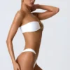 Sunray verzierte Cheeky-Bikinihose mit breiten Trägern in Weiß Sunray verzierte Cheeky-Bikinihose mit breiten Trägern in Weiß