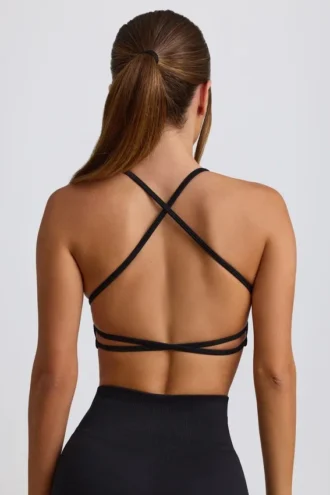 Super Sculpt nahtloser rückenfreier Sport-BH in Schwarz