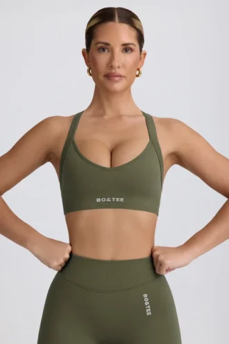 Super Sculpt nahtloser Sport-BH mit gekreuztem Rücken in Hellgrün
