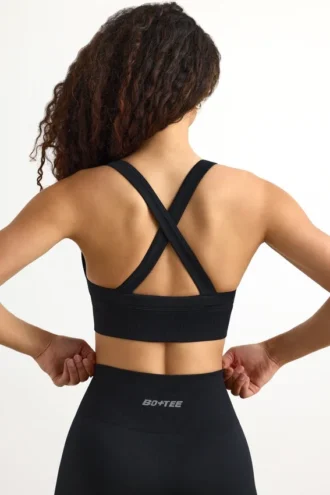 Super Sculpt Seamless Cross-Back Sport-BH in Schwarz