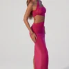 Suvi Maxikleid mit asymmetrischem Ausschnitt, Rüschen und Cut-outs in Fuchsia Suvi Maxikleid mit asymmetrischem Ausschnitt, Rüschen und Cut-outs in Fuchsia