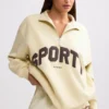 Sweatshirt mit Viertelreißverschluss in Bone Sweatshirt mit Viertelreißverschluss in Bone