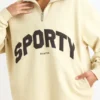Sweatshirt mit Viertelreißverschluss in Bone Sweatshirt mit Viertelreißverschluss in Bone