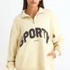 Sweatshirt mit Viertelreißverschluss in Bone Sweatshirt mit Viertelreißverschluss in Bone