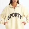 Sweatshirt mit Viertelreißverschluss in Bone Sweatshirt mit Viertelreißverschluss in Bone