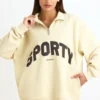 Sweatshirt mit Viertelreißverschluss in Bone Sweatshirt mit Viertelreißverschluss in Bone