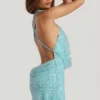 Sylune Minikleid mit verziertem Rollkragen und rückenfreiem Ausschnitt in Aquablau Sylune Minikleid mit verziertem Rollkragen und rückenfreiem Ausschnitt in Aquablau