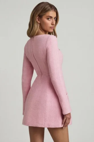 Tacita strukturiertes Minikleid mit Herzausschnitt in zartem Rosa