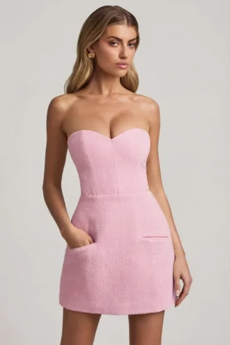 Talina Minikleid mit Herzausschnitt, trägerlos und strukturiert in zartem Rosa