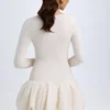 Tallou Modal-Minikleid mit tiefem Taillenbund und Bubble-Saum in Elfenbein Tallou Modal-Minikleid mit tiefem Taillenbund und Bubble-Saum in Elfenbein