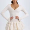 Tallou Modal-Minikleid mit tiefem Taillenbund und Bubble-Saum in Elfenbein Tallou Modal-Minikleid mit tiefem Taillenbund und Bubble-Saum in Elfenbein