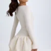 Tallou Modal-Minikleid mit tiefem Taillenbund und Bubble-Saum in Elfenbein Tallou Modal-Minikleid mit tiefem Taillenbund und Bubble-Saum in Elfenbein