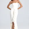 Tallullah Bandeau-Korsettkleid mit Rüschenbesatz in Elfenbein Tallullah Bandeau-Korsettkleid mit Rüschenbesatz in Elfenbein